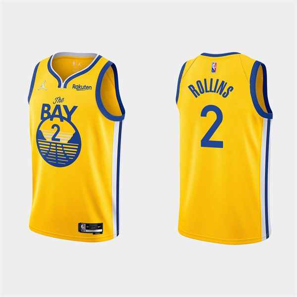Personalized Men’s Golden State Warriors #2 Ryan Rollins 2022 Yellow Stitched Basketball Jersey