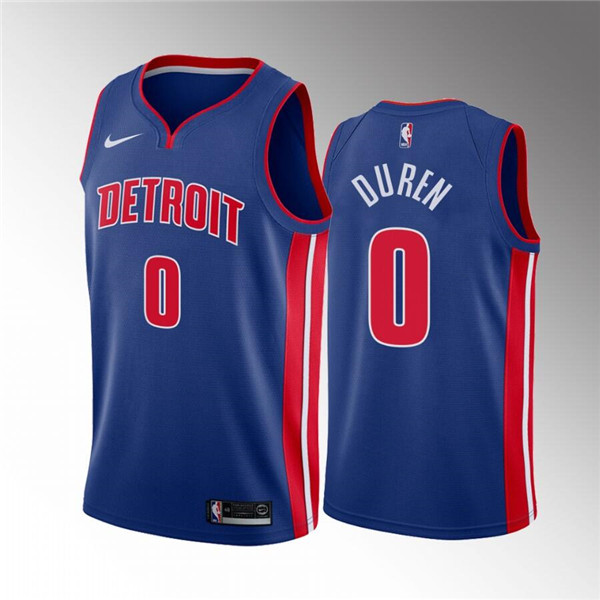 Personalized Men’s Detroit Pistons #0 Jalen Duren 2020-21 Blue Icon Edition Stitched Jersey