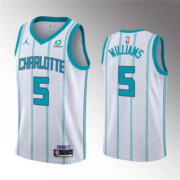 Personalized Men’s Charlotte Hornets #5 Mark Williams White Stitched Basketball Jersey
