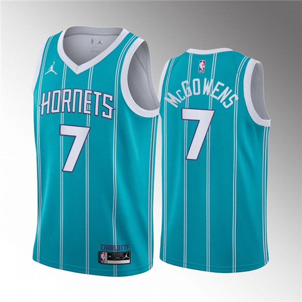 Personalized Men’s Charlotte Hornets #7 Bryce McGowens Aqua Stitched Basketball Jersey