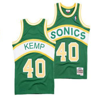 Personalized Men’s Oklahoma City Thunder #40 Shawn Kemp Green Throwback SuperSonics Stitched Jersey