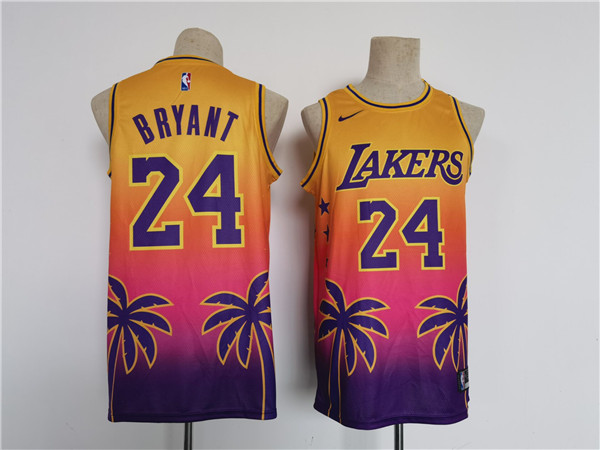 Personalized Men’s Los Angeles Lakers #24 Kobe Bryant Yellow Pink Throwback Basketball Jersey