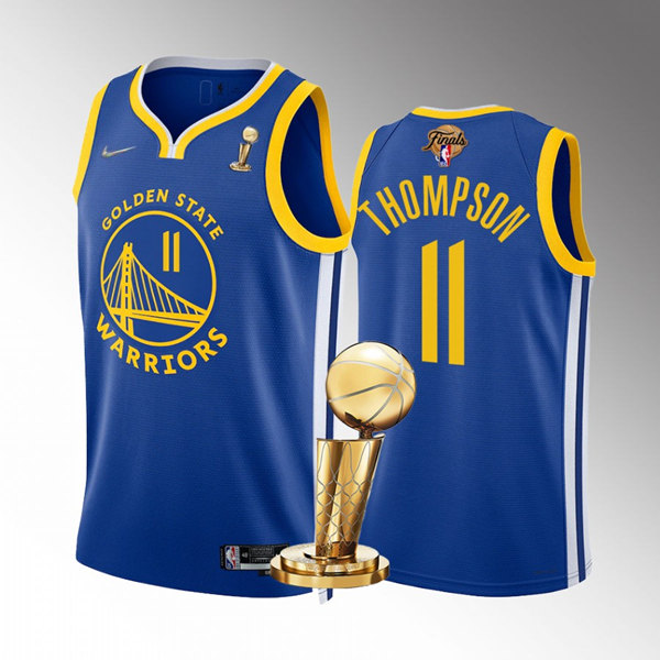 Personalized Men’s Golden State Warriors #11 Klay Thompson 2022 Royal NBA Finals Champions Stitched Jersey