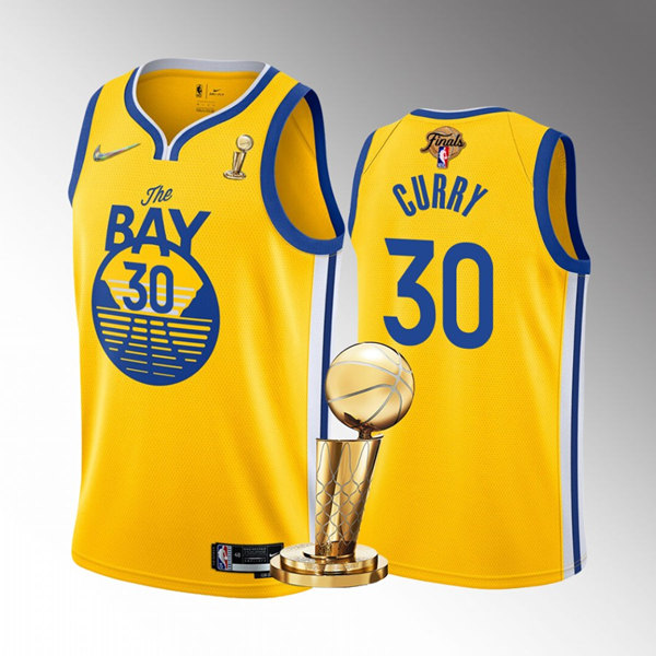 Personalized Men’s Golden State Warriors #30 Stephen Curry 2022 Yellow NBA Finals Champions Stitched Jersey