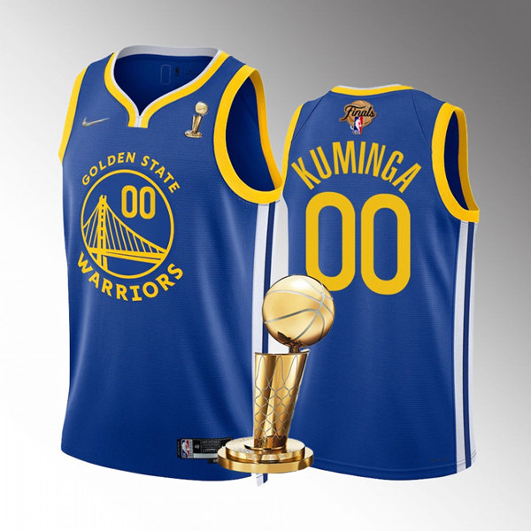 Personalized Men’s Golden State Warriors #00 Jonathan Kuminga 2022 Royal NBA Finals Champions Stitched Jersey