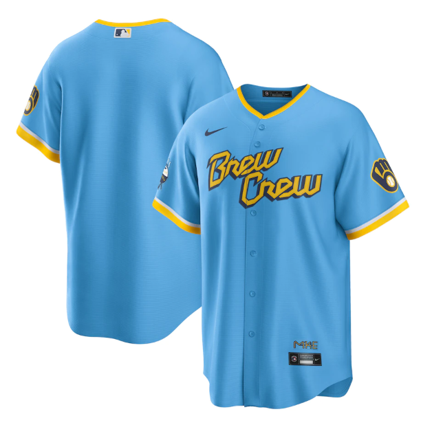 Personalized Youth Milwaukee Brewers Blank 2022 Powder Blue City Connect Stitched Jersey