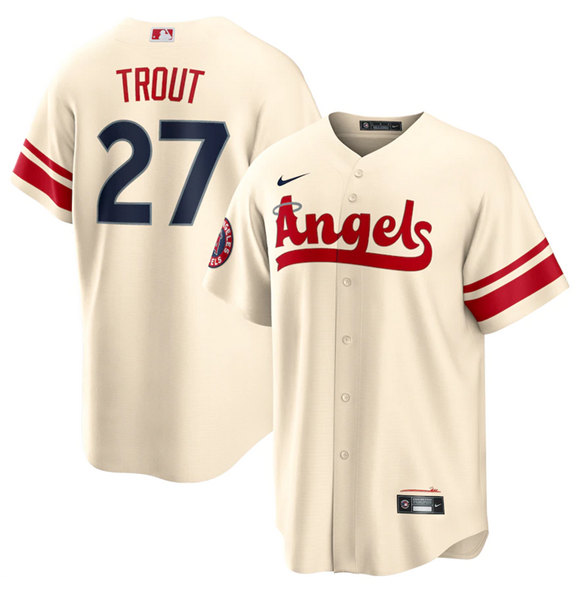 Personalized Youth Los Angeles Angels #27 Mike Trout 2022 Cream City Connect Stitched Jerseys