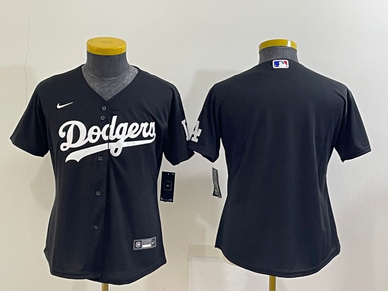 Personalized Women’s Los Angeles Dodgers Blank Black Stitched Baseball Jersey(Run Small)