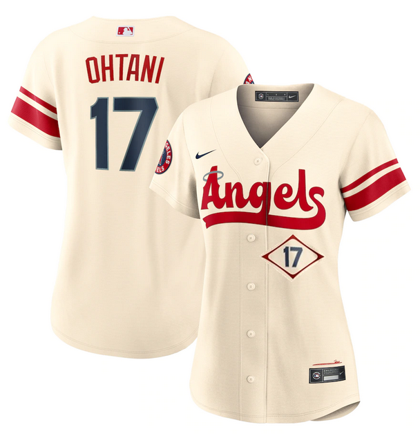 Personalized Women’s Los Angeles Angels #17 Shohei Ohtani 2022 Cream City Connect Stitched Baseball Jersey(Run Small)