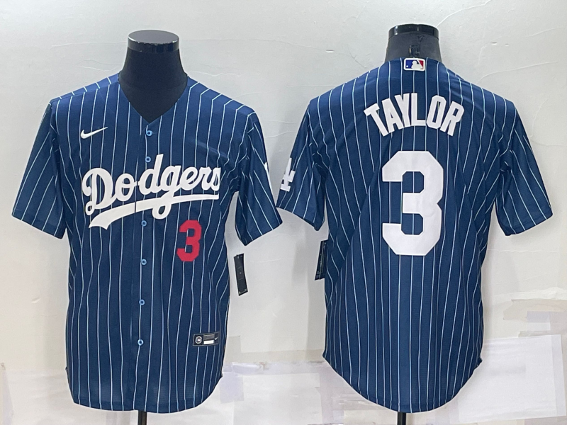 Personalized Men’s Los Angeles Dodgers #3 Chris Taylor Navy Cool Base Stitched Baseball Jersey