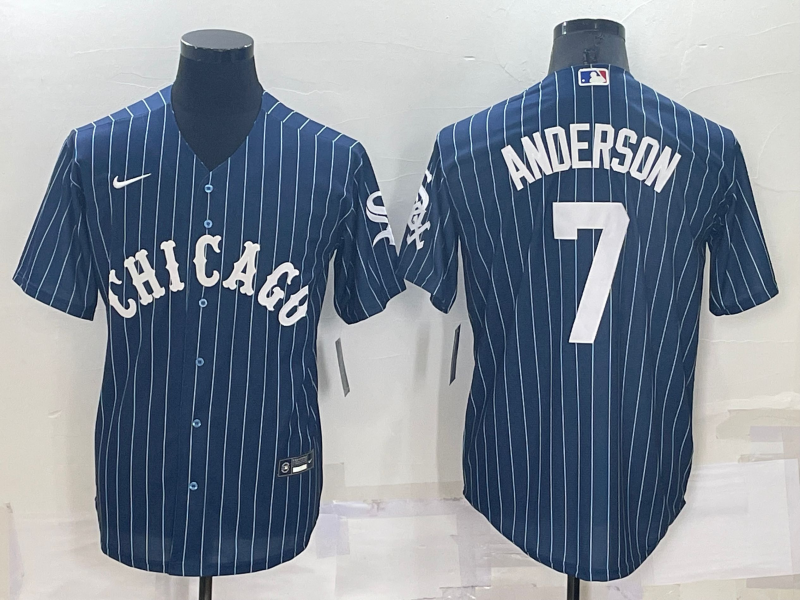 Personalized Men’s Chicago White Sox #7 Tim Anderson Navy Cool Base Stitched Jersey
