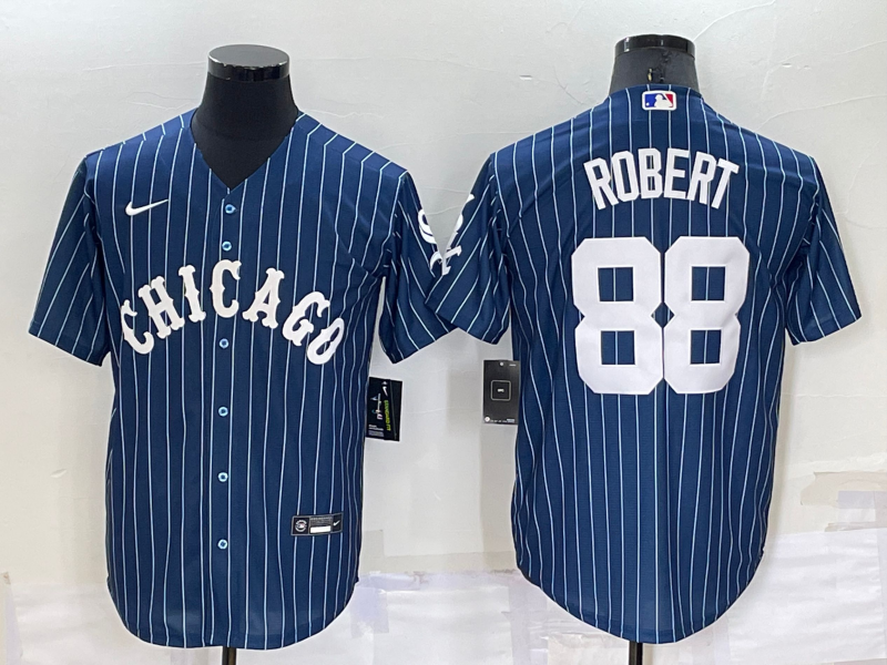 Personalized Men’s Chicago White Sox #88 Luis Robert Navy Cool Base Stitched Jersey