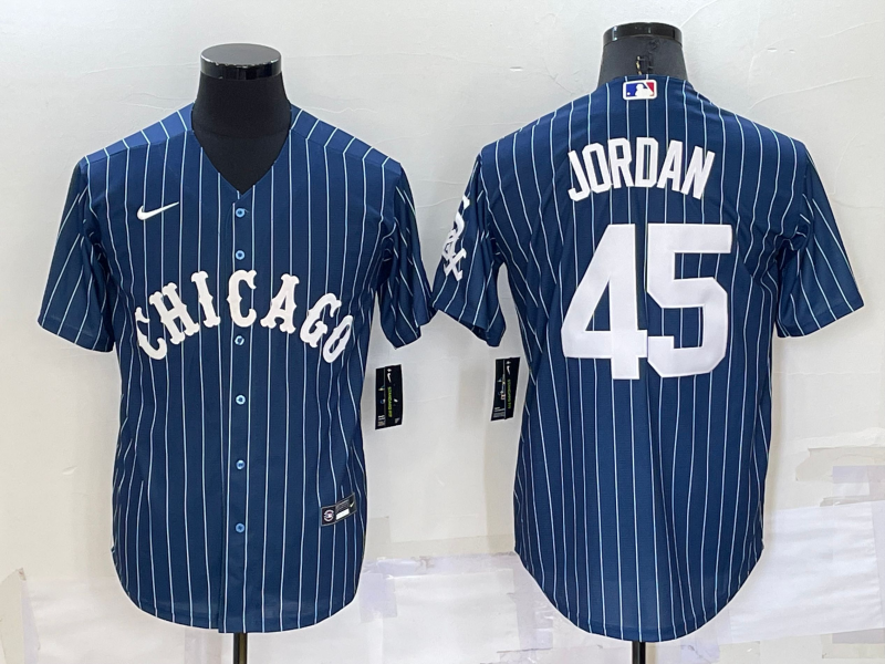 Personalized Men’s Chicago White Sox #45 Michael Jordan Navy Cool Base Stitched Jersey