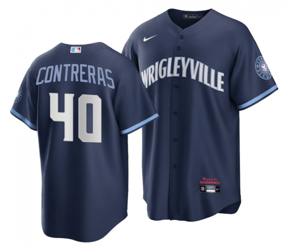 Personalized Men’s Chicago Cubs #40 Willson Contreras Navy City Connect Stitched Jersey