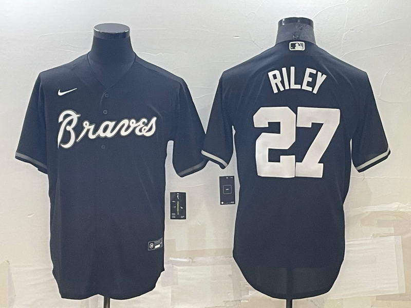 Personalized Men’s Atlanta Braves #27 Austin Riley Black Cool Base Stitched Baseball Jersey