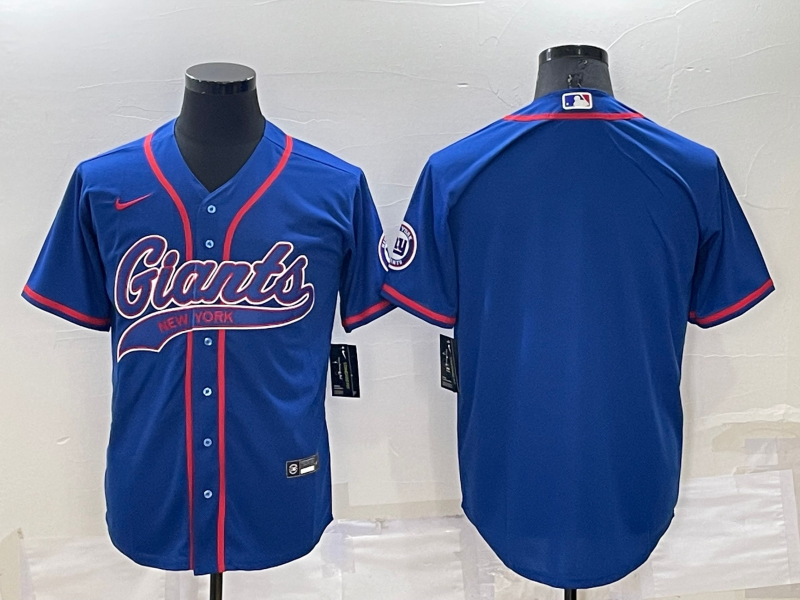 Personalized Men’s New York Giants Blank Blue Cool Base Stitched Baseball Jersey