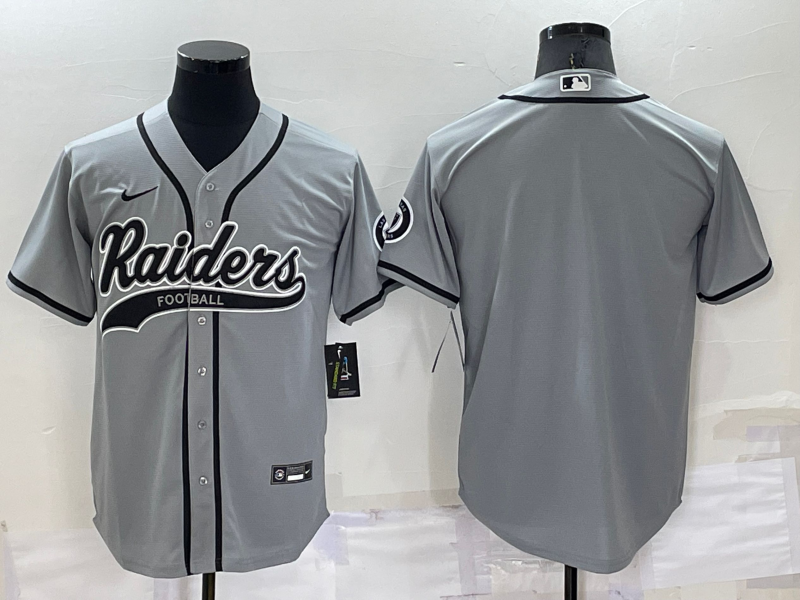 Personalized Men’s Las Vegas Raiders Blank Grey Cool Base Stitched Baseball Jersey