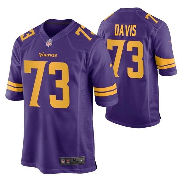 Personalized Men’s Minnesota Vikings #73 Jesse Davis Purple Color Rush Stitched Jersey