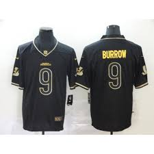 Personalized Bengals 9 Joe Burrow Black Gold Jersey