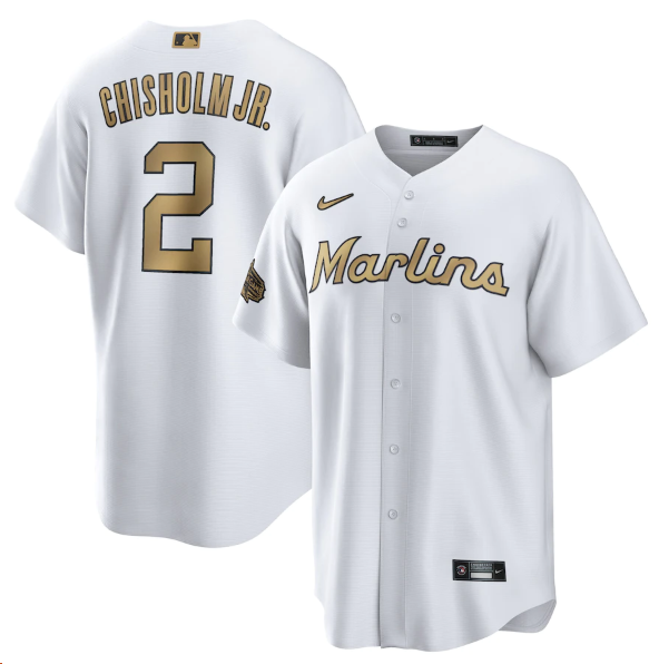 Personalized Men’s Miami Marlins #2 Jazz Chisholm Jr. 2022 All-Star White Cool Base Stitched Baseball Jersey