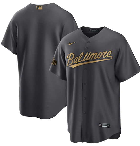 Personalized Men’s Baltimore Orioles Blank 2022 All-Star Cool Base Charcoal Stitched Baseball Jersey