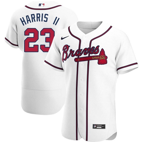 Personalized Men’s Atlanta Braves #23 Michael Harris II White Flex Base Stitched Baseball Jersey