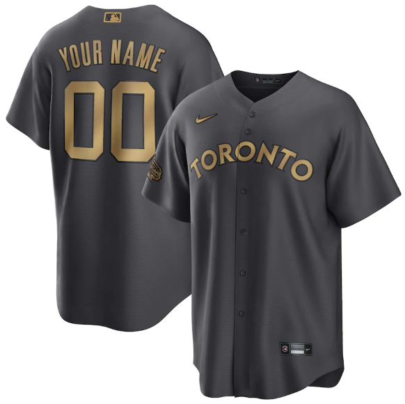 Personalized Men’s Toronto Blue Jays Active Player 2022 All-Star Charcoal Cool Base Stitched Baseball Jersey