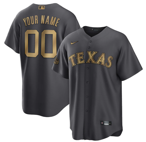 Personalized Men’s Texas Rangers Active Player 2022 All-Star Charcoal Cool Base Stitched Baseball Jersey