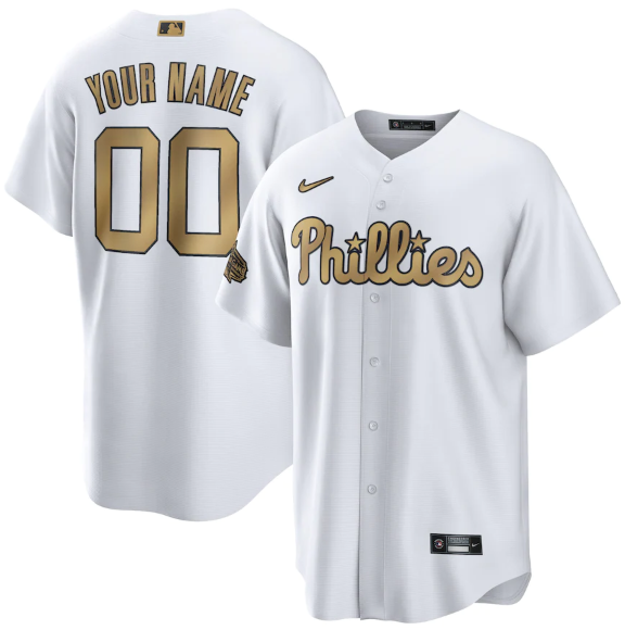 Personalized Men’s Philadelphia Phillies Active Player 2022 All-Star White Cool Base Stitched Baseball Jersey