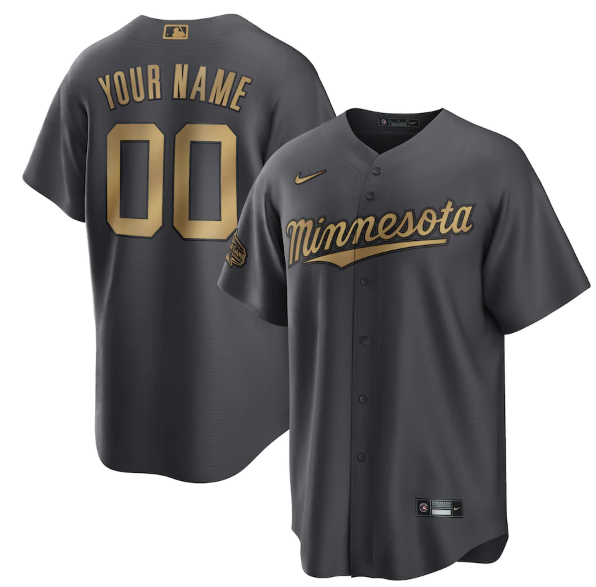 Personalized Men’s Minnesota Twins Active Player 2022 All-Star Charcoal Cool Base Stitched Baseball Jersey