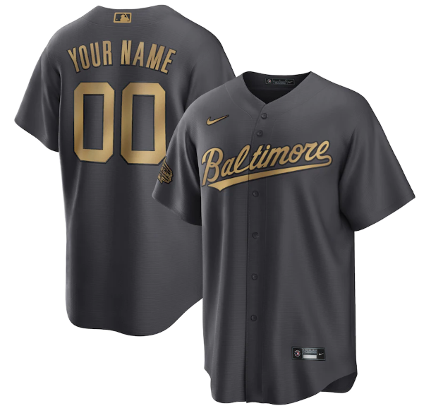Personalized Men’s Baltimore Orioles Active Player 2022 All-Star Charcoal Cool Base Stitched Baseball Jersey