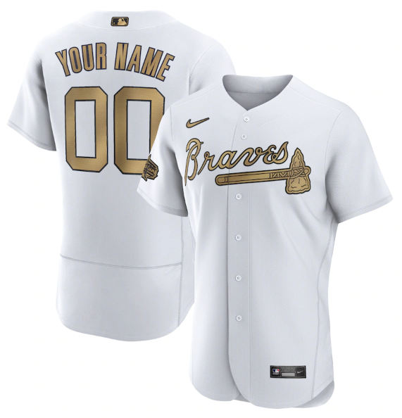 Personalized Men’s Atlanta Braves Active Player 2022 All-Star White Flex Base Stitched MLB Jersey