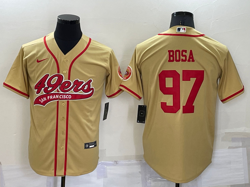 Personalized Men’s San Francisco 49ers #97 Nick Bosa Gold Cool Base Stitched Baseball Jersey