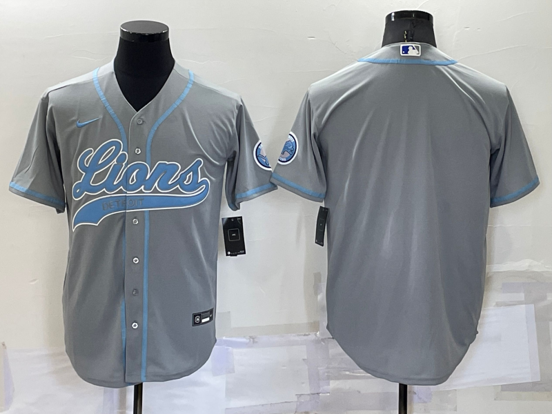 Personalized Men’s Detroit Lions Blank Gray Cool Base Stitched Baseball Jersey
