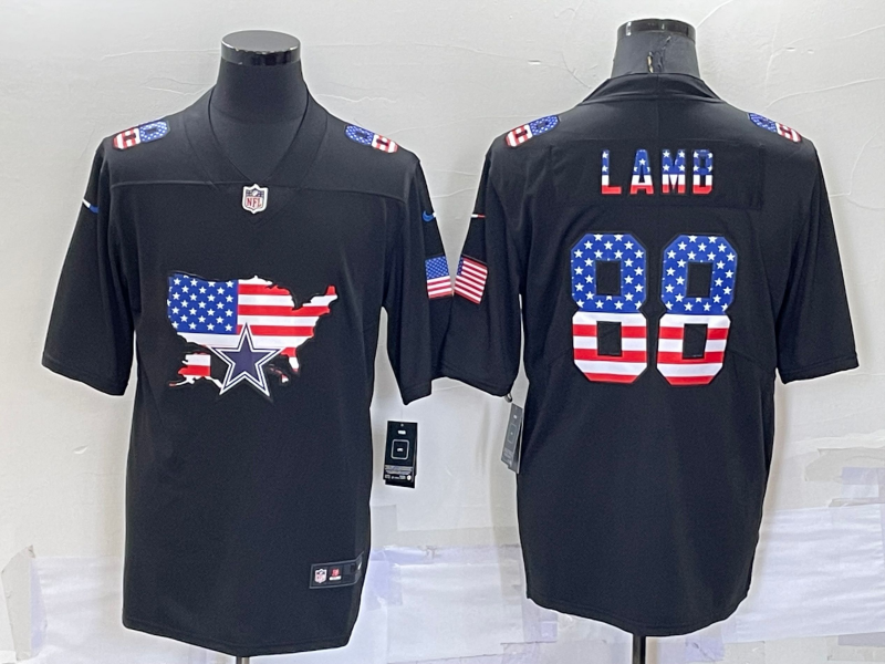 Personalized Men’s Dallas Cowboys #88 CeeDee Lamb Black USA Flag Limited Stitched Jersey
