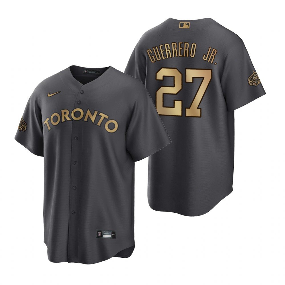 Personalized Men’s Toronto Blue Jays #27 Vladimir Guerrero Jr. 2022 All-Star Charcoal Cool Base Stitched Baseball Jersey