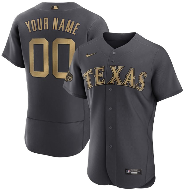 Personalized Men’s Texas Rangers Active Player 2022 All-Star Charcoal Flex Base Stitched Jersey