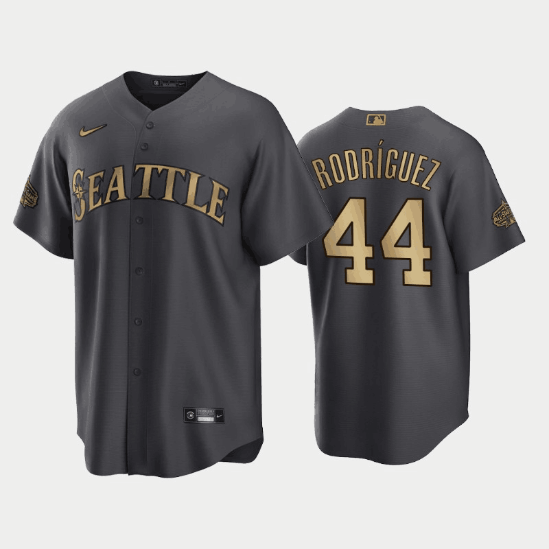 Personalized Men’s Seattle Mariners #44 Julio Rodríguez 2022 All-Star Charcoal Cool Base Stitched Baseball Jersey