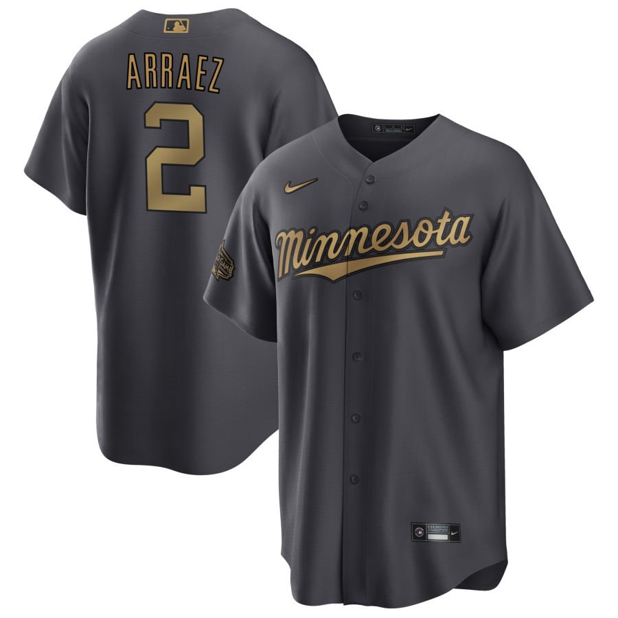 Personalized Men’s Minnesota Twins #2 Luis Arraez 2022 All-Star Charcoal Cool Base Stitched Baseball Jersey