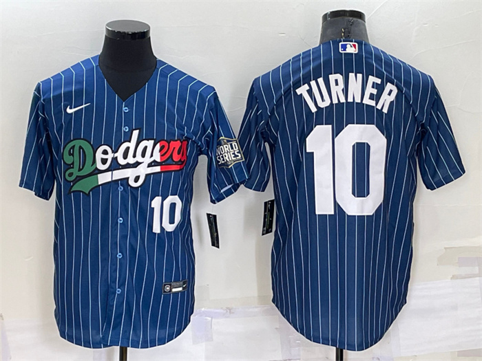 Personalized Men’s Los Angeles Dodgers #10 Justin Turner Navy Mexico Cool Base Stitched Baseball Jersey