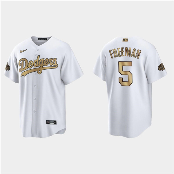 Personalized Men’s Los Angeles Dodgers #5 Freddie Freeman 2022 All-Star White Cool Base Stitched Baseball Jersey
