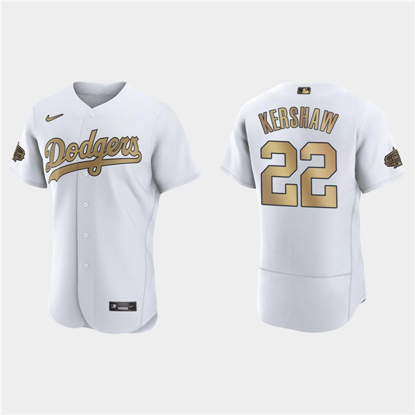 Personalized Men’s Los Angeles Dodgers #22 Clayton Kershaw 2022 All-Star White Flex Base Stitched Baseball Jersey