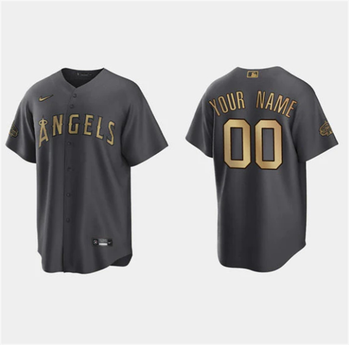 Personalized Men’s Los Angeles Angels Active Player 2022 All-Star Charcoal Cool Base Stitched Jersey