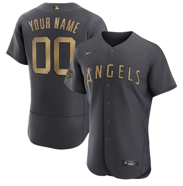 Personalized Men’s Los Angeles Angels Active Player 2022 All-Star Charcoal Flex Base Stitched Jersey