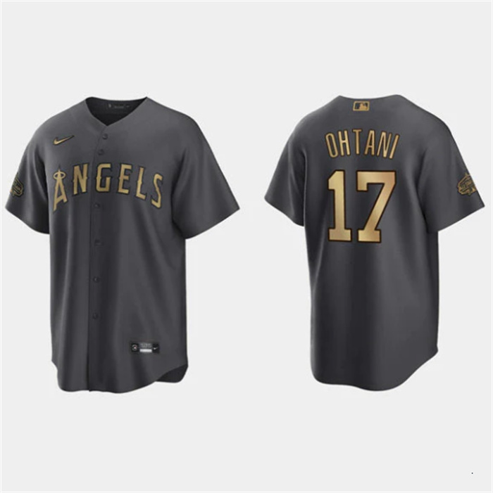 Personalized Men’s Los Angeles Angels #17 Shohei Ohtani 2022 All-Star Charcoal Cool Base Stitched Jersey
