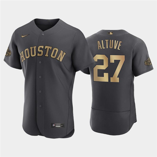 Personalized Men’s Houston Astros #27 Jose Altuve 2022 All-Star Charcoal Flex Base Stitched Baseball Jersey
