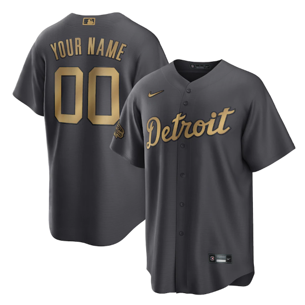 Personalized Men’s Detroit Tigers Active Player 2022 All-Star Charcoal Base Base Stitched Jersey