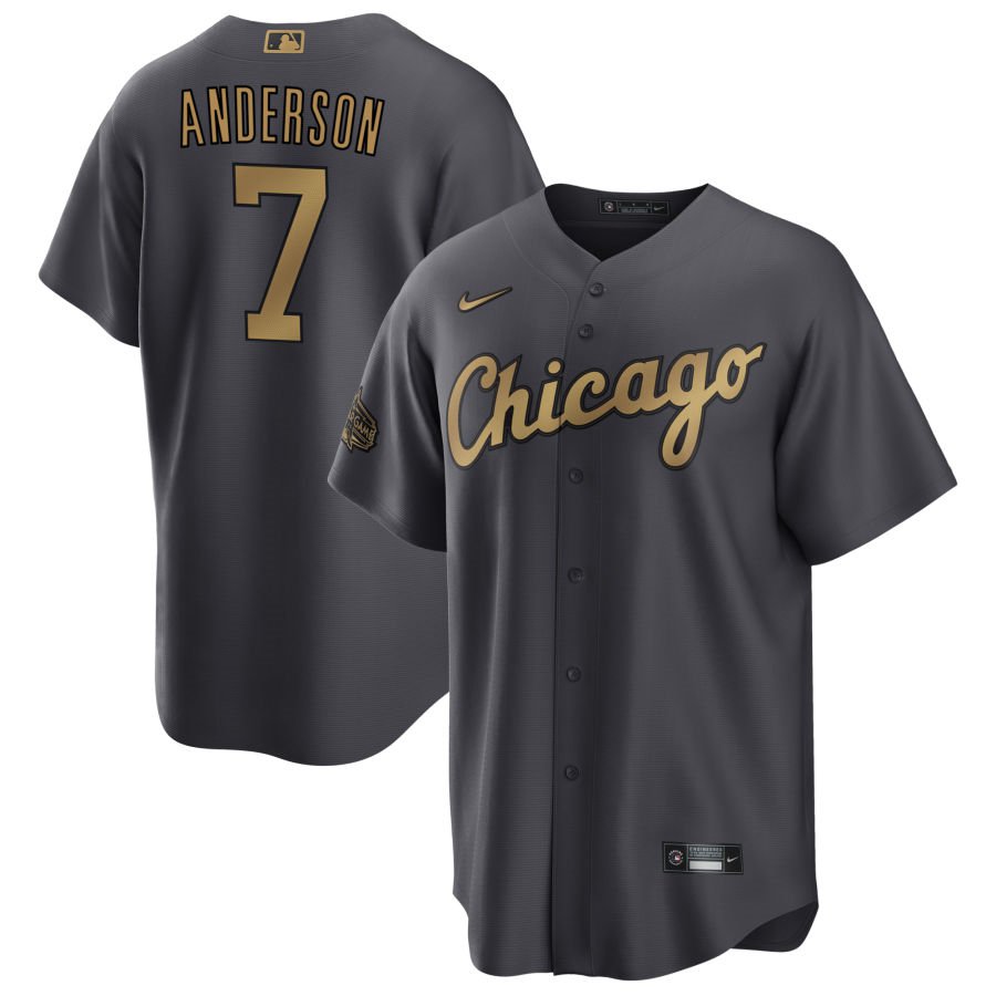 Personalized Men’s Chicago White Sox #7 Tim Anderson 2022 All-Star Charcoal Cool Base Stitched Baseball Jersey