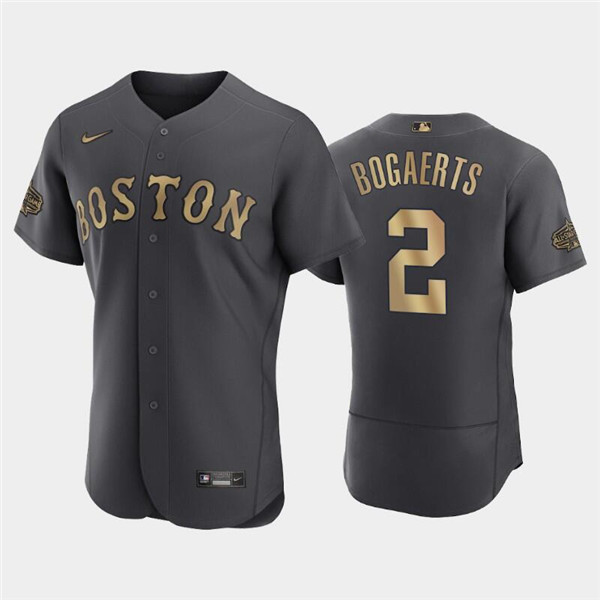 Personalized Men’s Boston Red Sox #2 Xander Bogaerts 2022 All-Star Charcoal Flex Base Stitched Jersey