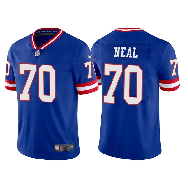 Personalized Men’s New York Giants #70 Evan Neal Royal Classic Retired Player Stitched Game Jersey